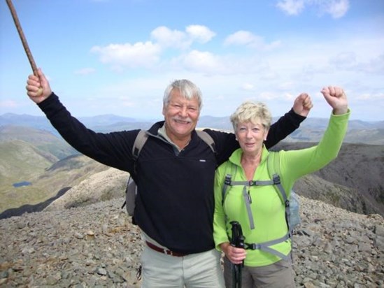 Mum & Chris at the top of Scafell Pike