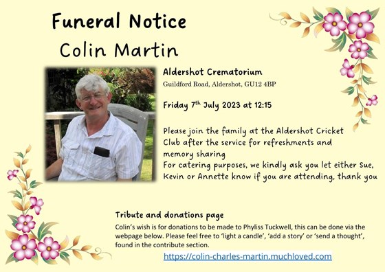 Colin Martin   Funeral Announcement