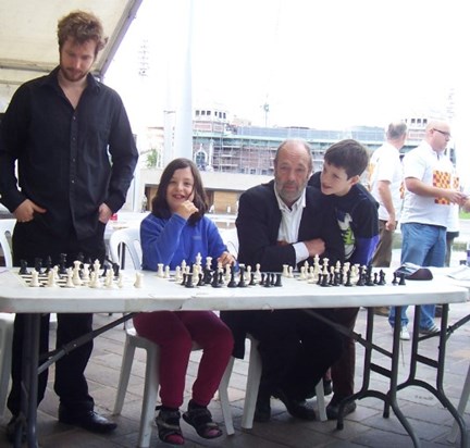 Sam, Ruby and Chester at Chesstival, Chester giving a few tips?