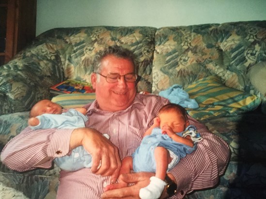 Derek and his twin grandsons, George & Daniel in 2000.