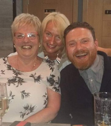 Mum, Debs & Andy on her 70th in 2016