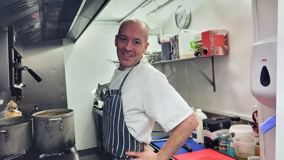 Pirate braces himself for another Catkin Photo   in the Kitchen Hub at Bedingfeld Arms