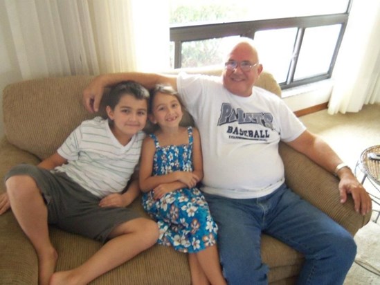 Terry with grandkids, Eli and Cherith. Summer 2010