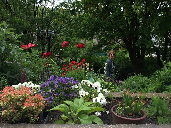 Sarah in front garden