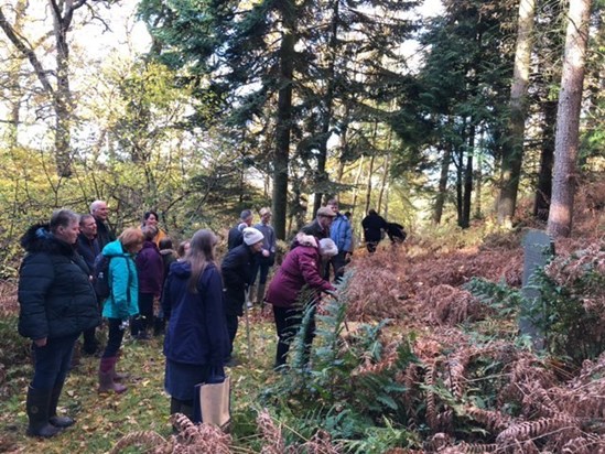 Gathering at Roger's Poetry Stone in the Woods