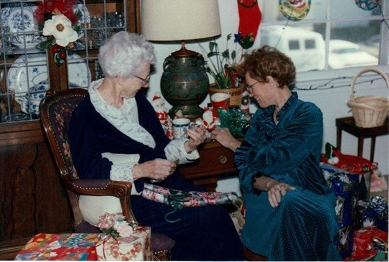 Gram and Mom at christmas time just looking at some thing and having fun....
