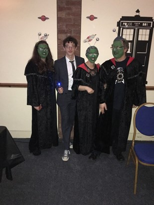 Purim party Yeshurun 2016 - Dr Who and 3 aliens