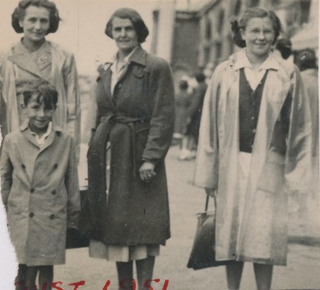 Iris (on the right) with her sister Gladys (Rose), mum Ethel and nephew Kenny. August 1951