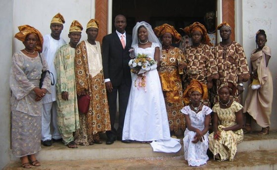 With the family at Adepeju's wedding in 2006