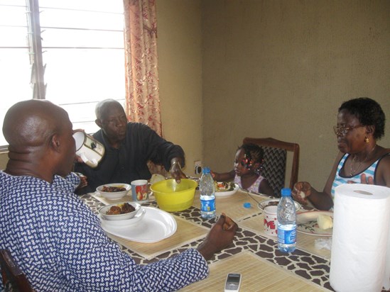 Sharing a meal with Kayode, Semipe and Mummy @ home in Nigeria