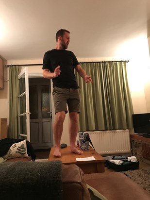 he loved dancing on tables - even if there wasn't enough head room, it didn't stop him