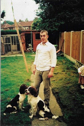 With his dogs