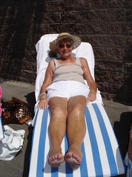 Mum sunbathing in Jersey 2008