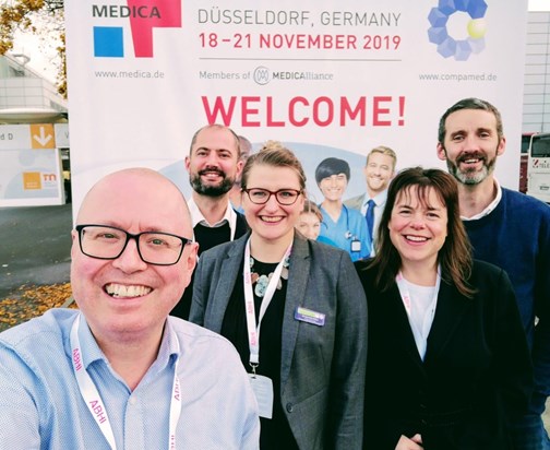 The Grow MedTech team with Simon front and centre on our trip to Medica