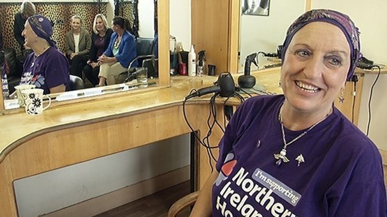 Una shaves her head for charity (photograph copyright UTV)