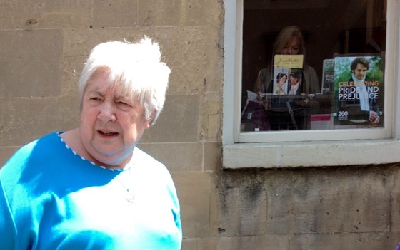 Anne outside The Jane Austen Centre June 2013 ~ A happy day spent with ' Our (Firthie) Miss Marple'