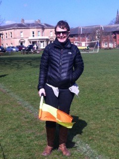 Lottie takes the lines persons flag for Oswald Road JFC 20/4/13