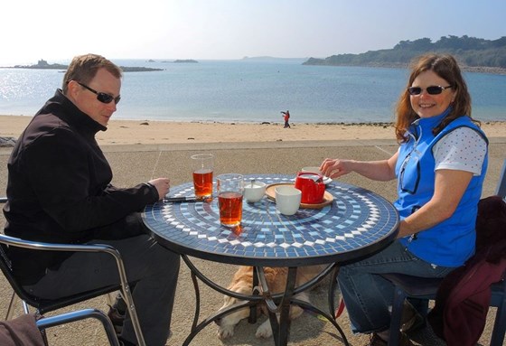 Mum and Dave in Porthcurno (?) in 2014