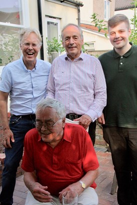 Mike with David, Tom and Jan on his 80th Birthday