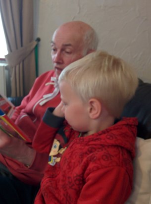 Dad reading with Noah 2014