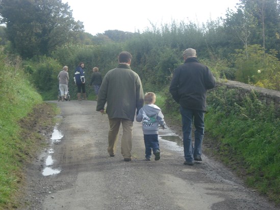 Dad enjoying a walk with friends and a cup of coffee! Sept 2011