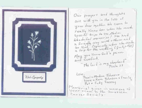 Sympathy Card Paul & Marlene