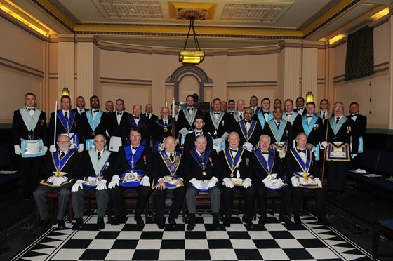 The Lodge of Temperance Benevolence 150 year anniversary (2015).  John can be seen front row seated, one in from the left.
