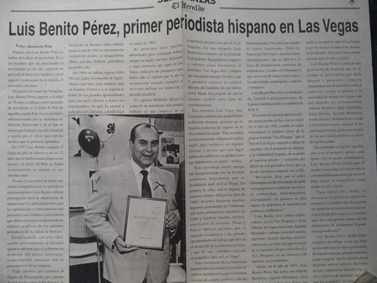 Luis Benito Perez, primer periodista hispano en Las Vegas