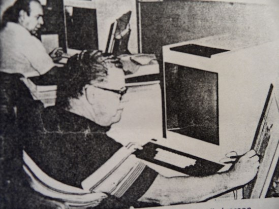 Luis introducing new computer technology during his tenure at the Las Vegas Sun newspaper