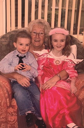 Nanny with her 2 grandchildren