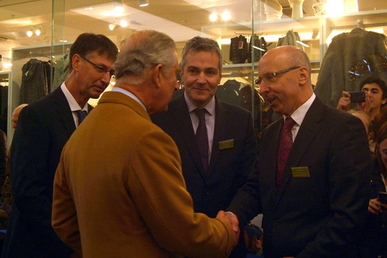 HRH the Prince of Wales (Nov 2013) and John in Regent Arcade, Cheltenham 