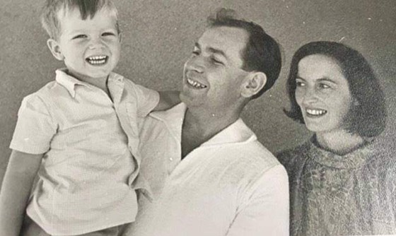 Stephen, Dad and Mum - Bahrain 1968