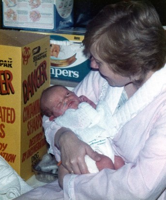 Gill holding newly born Lizzie 