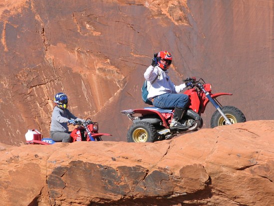 Scott and Bonnie riding the red rock and sand of Logandale / Valley of Fire