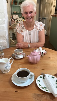 Nanny enjoying an afternoon tea x