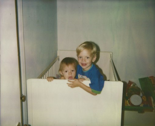 Brian and Matthew in Crib