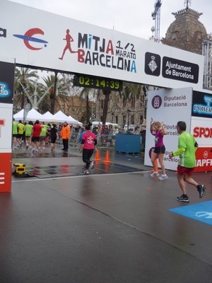 Cathy completing the Barcelona 1/2 Marathon