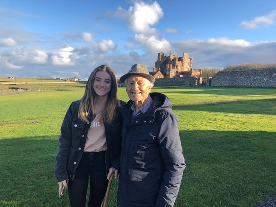 Bob & granddaughter Emma, Castle of Mey, Caithness, Autumn 2019