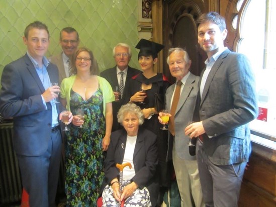 Anna's graduation, 2012, Thomas, Mike, Lisa, Peter Walker, Violet (sitting), Anna, Bob & Matthew