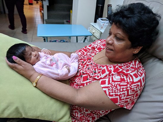 Aariya's first cuddle with her Grandma.