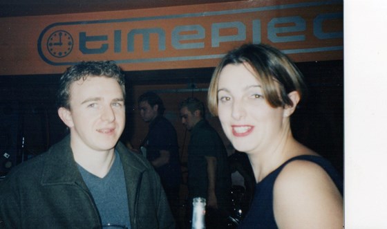Kev & Sarah at timepiece with jon banno in background