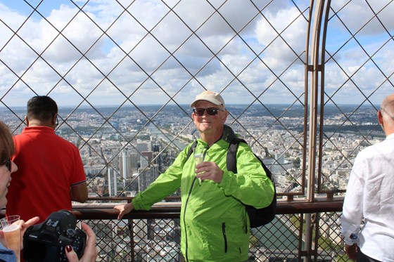 Paris  - September 2019 - at the top of the Eiffel Tower - and that's champagne!