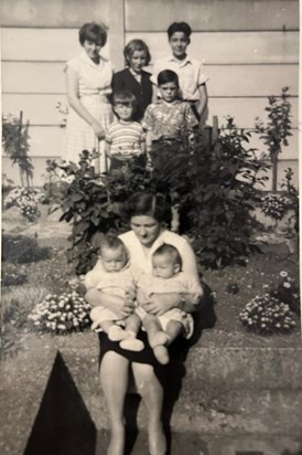 Mum with all of us, 1961