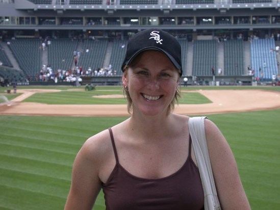 Helen at Boston White Sox baseball game in Chicago