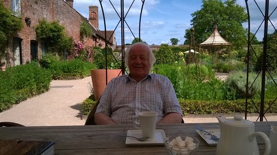 Bryan having afternoon tea with his son Geoff at Midhurst Castle-4th June 2017