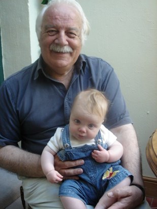Bryan with Bone his grandchild Laura in August 2005