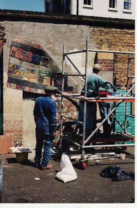 Felix volunteering on Christopher Hatton Primary School Mosaic Project  2000