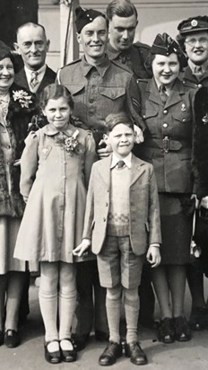 Cynthia with her brother John at a WWII family wedding