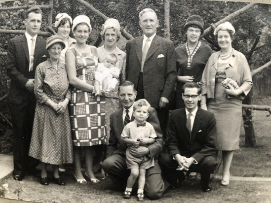 Merion, Granny, Yvonne, Cynthia with Neil, Ester, Ted with Hugh, Willy, John, Carol and Inez