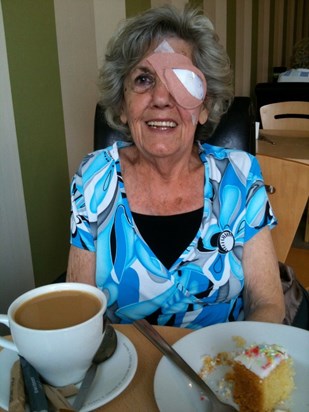 Happy after her 1st cataract operation